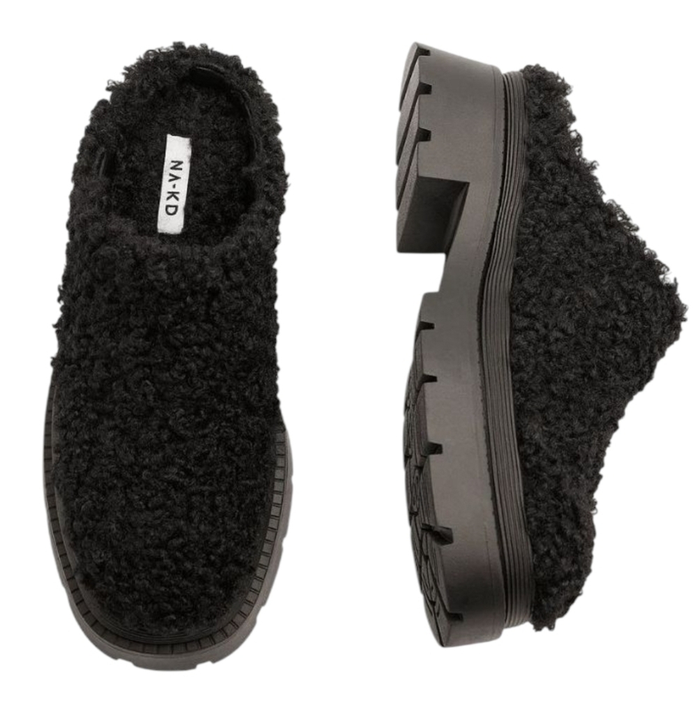 NA-KD Black Chunky‎ Cilurly Slip In Loafer Size 10.5